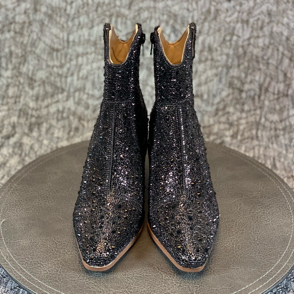 Betsey Johnson Emory Rhinestone Boots size 7 Black - Picture 6 of 10